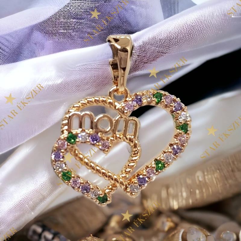 Mom Gold Filled antiallergén szív medál