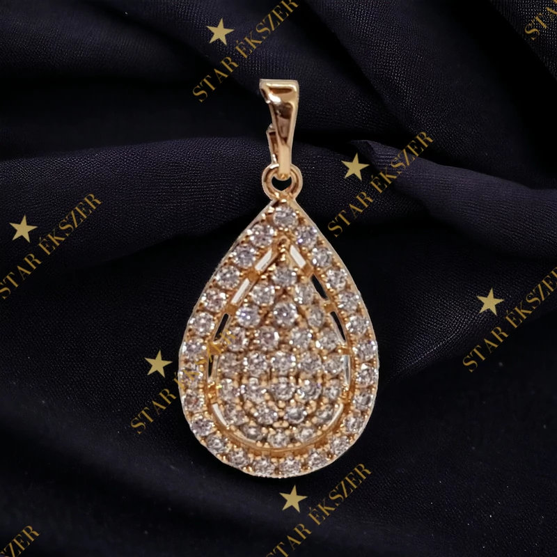 Cindy Antiallergén Gold Filled köves csepp medál 