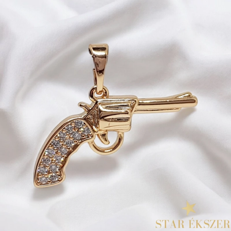 Pisztoly Antiallergén Gold Filled medál 