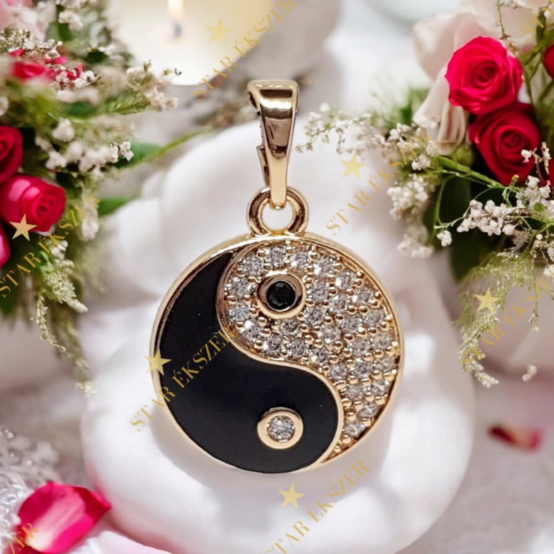 Jin Jang Antiallergén Gold Filled kerek medál 