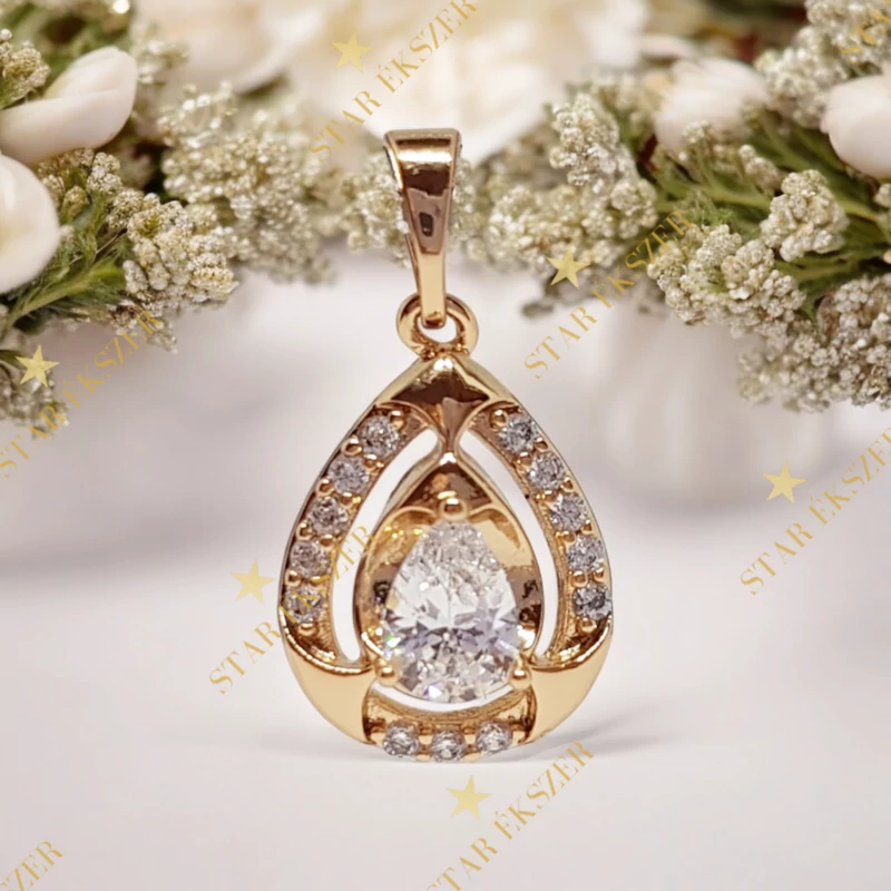 Simone Antiallergén Gold Filled köves medál 