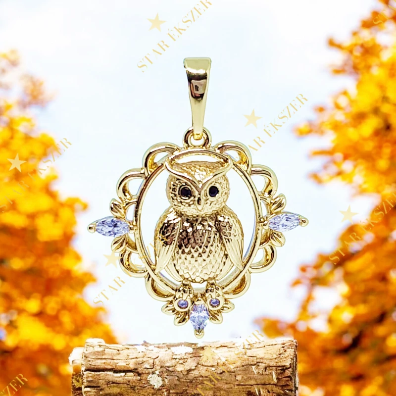 Baglyos 14K Gold Filled antillergén medál