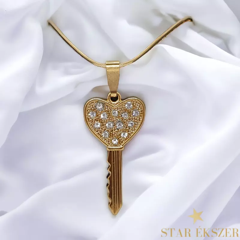 Kulcs medálos Gold Filled antiallergén nyaklánc 45cm