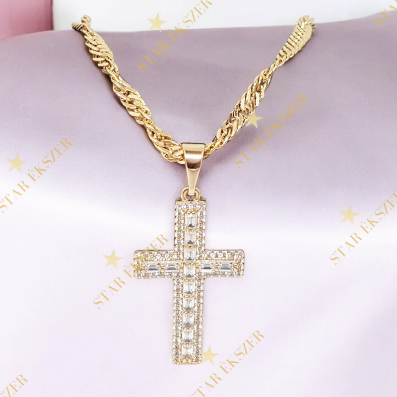  Adrina Gold Filled kereszt medálos antiallergén Nyaklánc 60cm