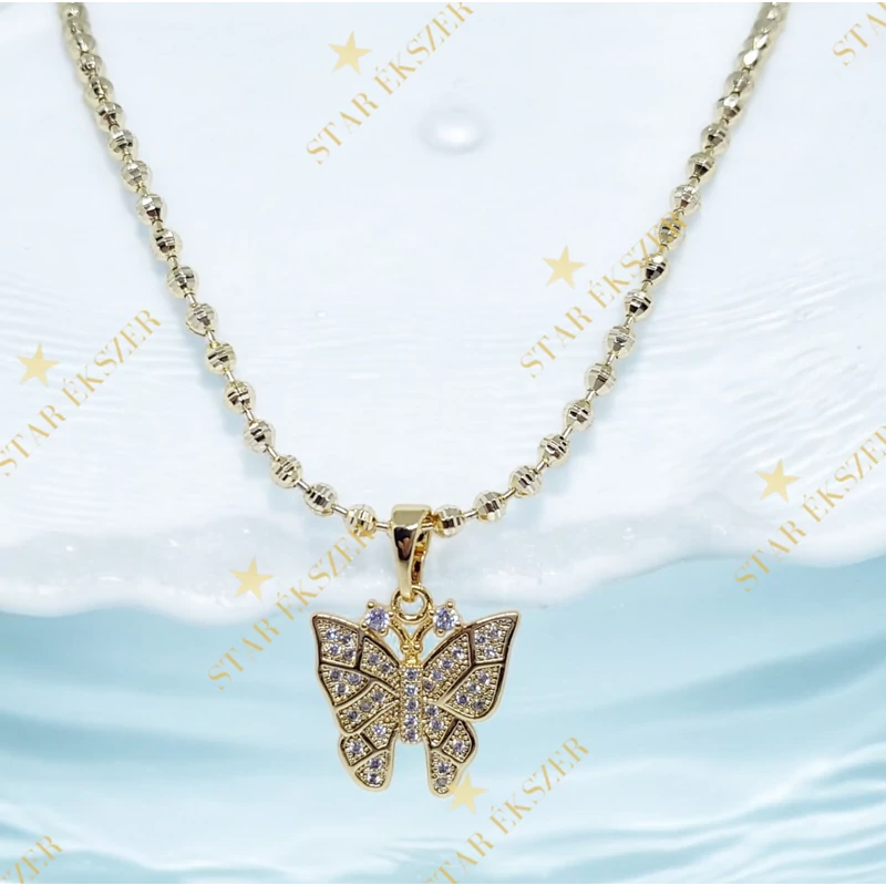 Parisa 14K Gold Filled antiallergén pillangó medálos nyaklánc 45cm