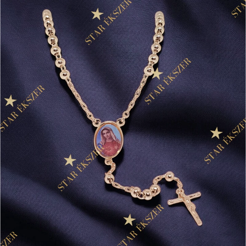 Máriás 18K Gold Filled antiallergén rózsafűzér