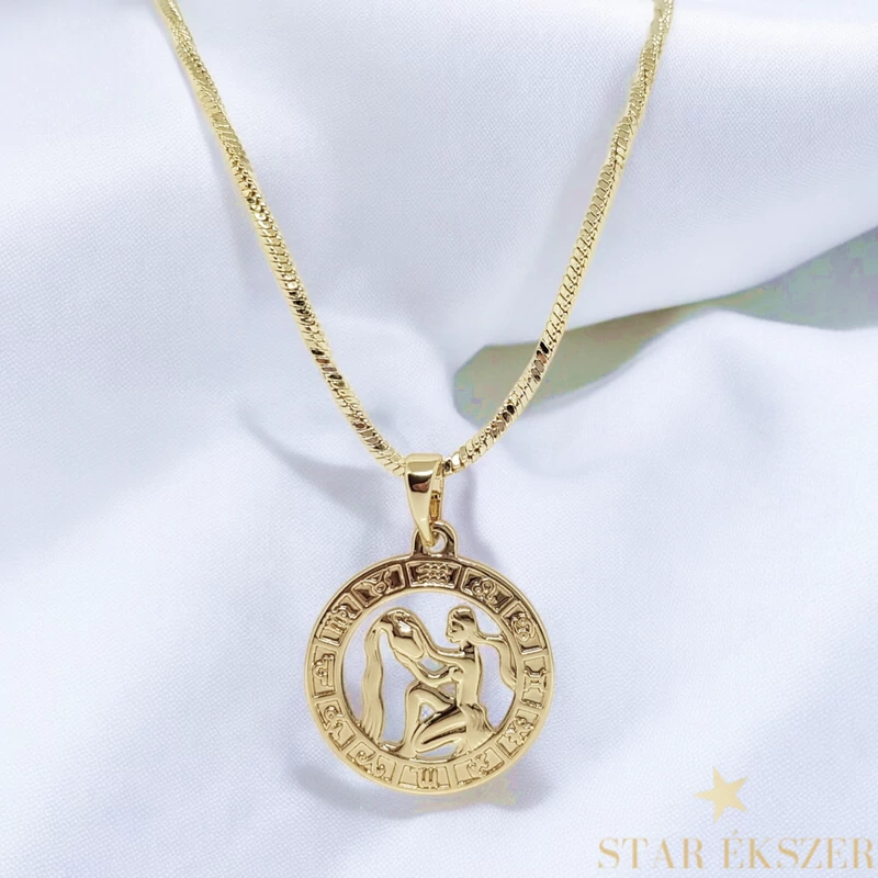 Horoszkópos 14K Gold Filled antiallergén nyaklánc 50cm Vízöntő