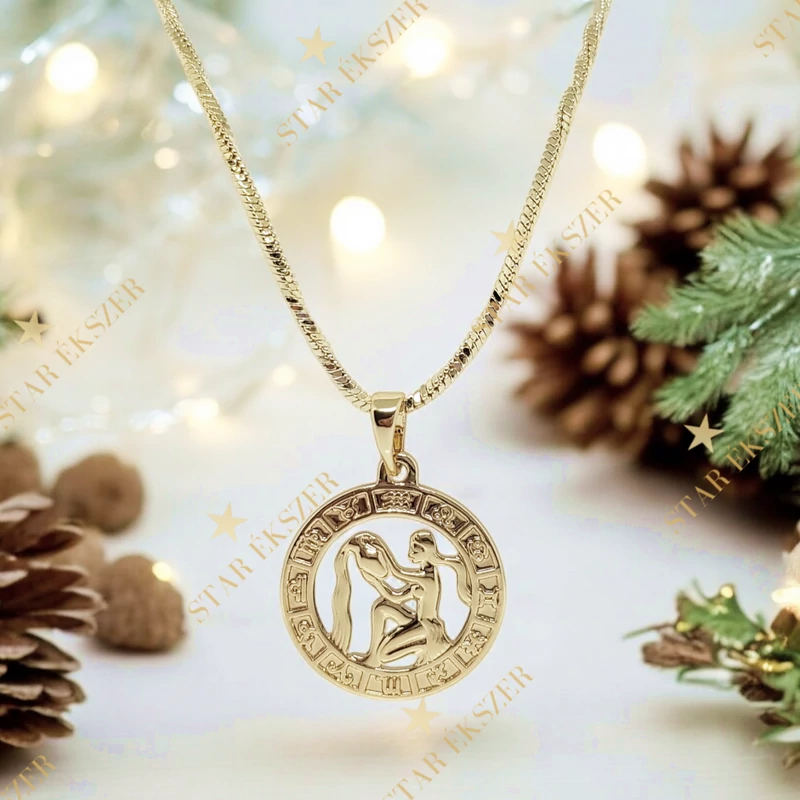 Horoszkópos 14K Gold Filled antiallergén nyaklánc 50cm Vízöntő