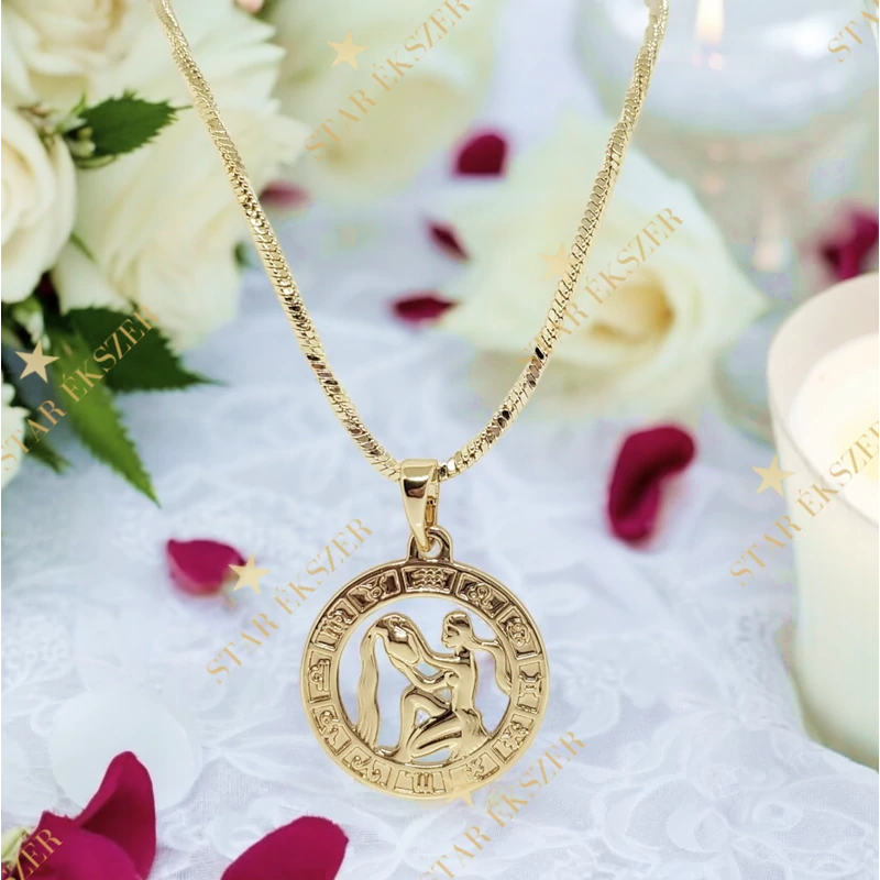 Horoszkópos 14K Gold Filled antiallergén nyaklánc 50cm Vízöntő