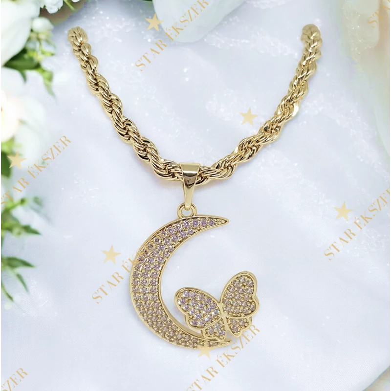 Prémium Hold medálos 14K Gold Filled antiallergén nyaklánc 50cm