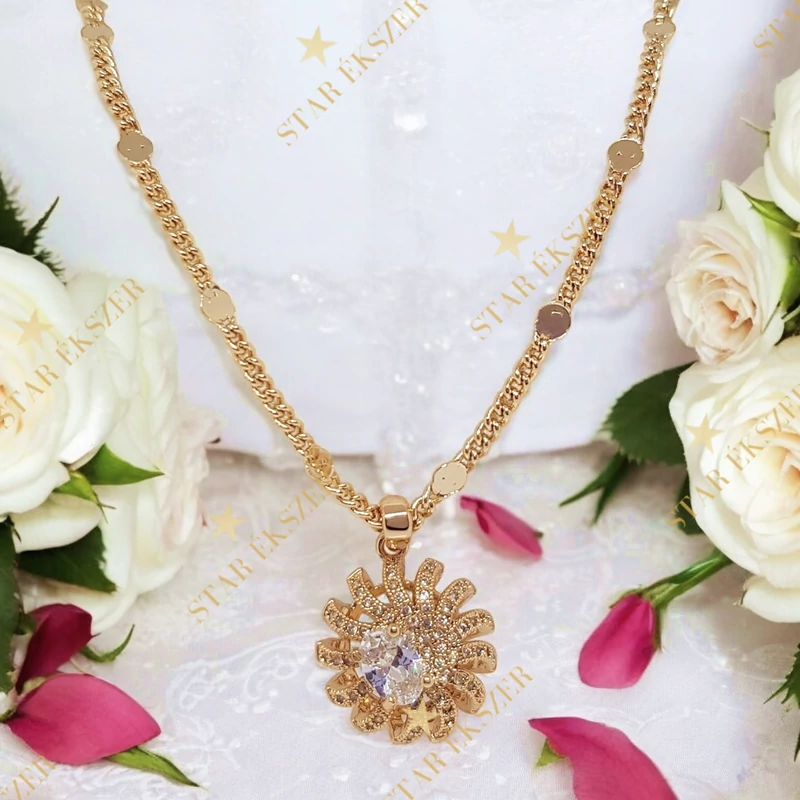 Rozetta 18K Gold Filled antiallergén medálos nyaklánc 45cm fehér