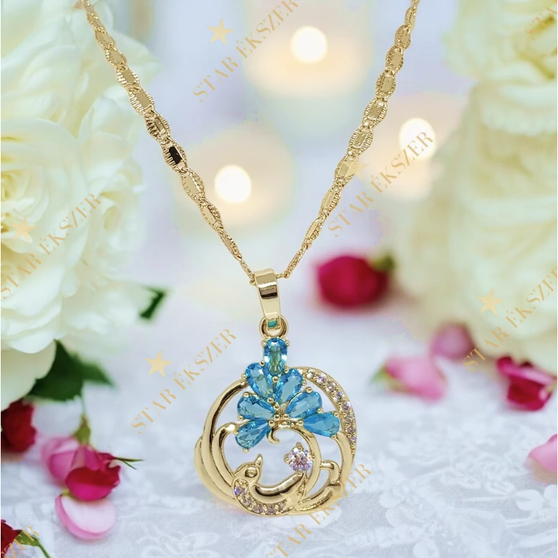 Alicante 14K Gold Filled antiallergén medálos nyaklánc 60cm türkiz