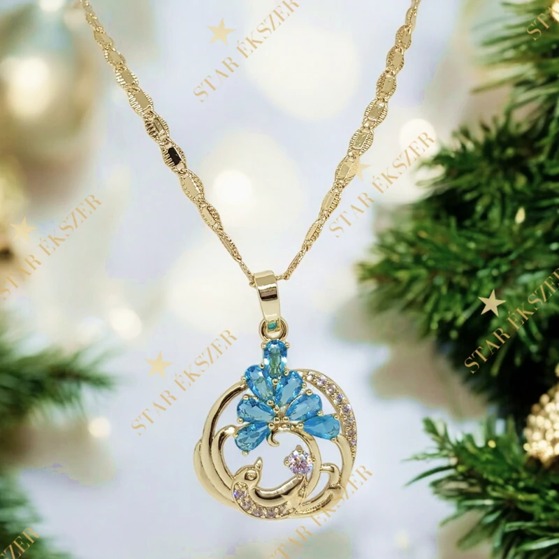 Alicante 14K Gold Filled antiallergén medálos nyaklánc 60cm türkiz