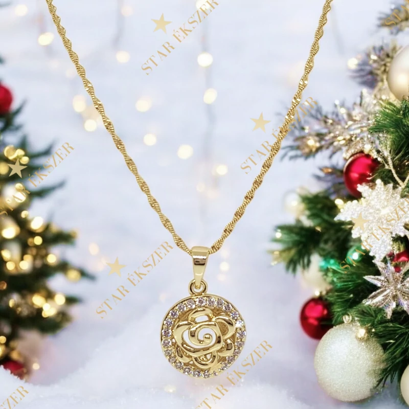 Liege 14K Gold Filled antiallergén virág medálos nyaklánc 50cm 