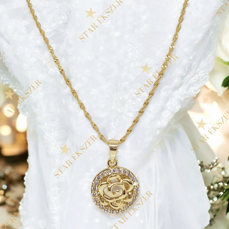Liege 14K Gold Filled antiallergén virág medálos nyaklánc 50cm 