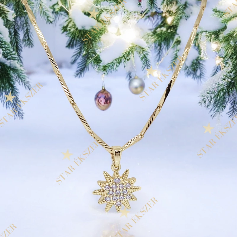 Hópehely 14K Gold Filled antiallergén medálos nyaklánc 45cm