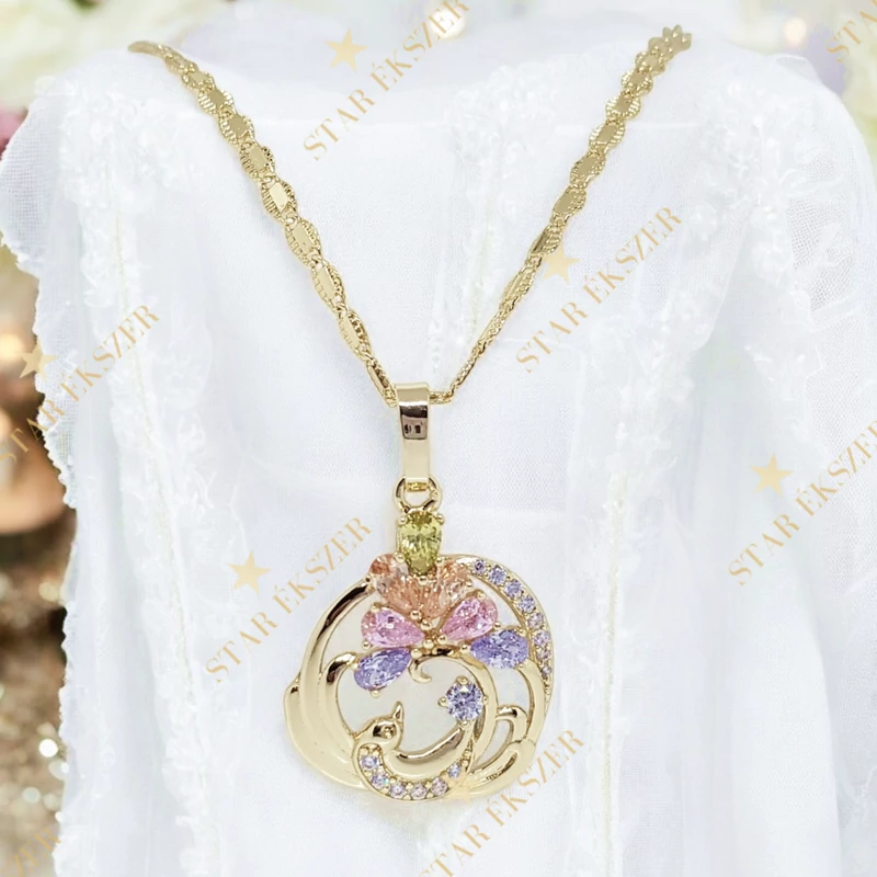 Alicante 14K Gold Filled antiallergén medálos nyaklánc 60cm színes