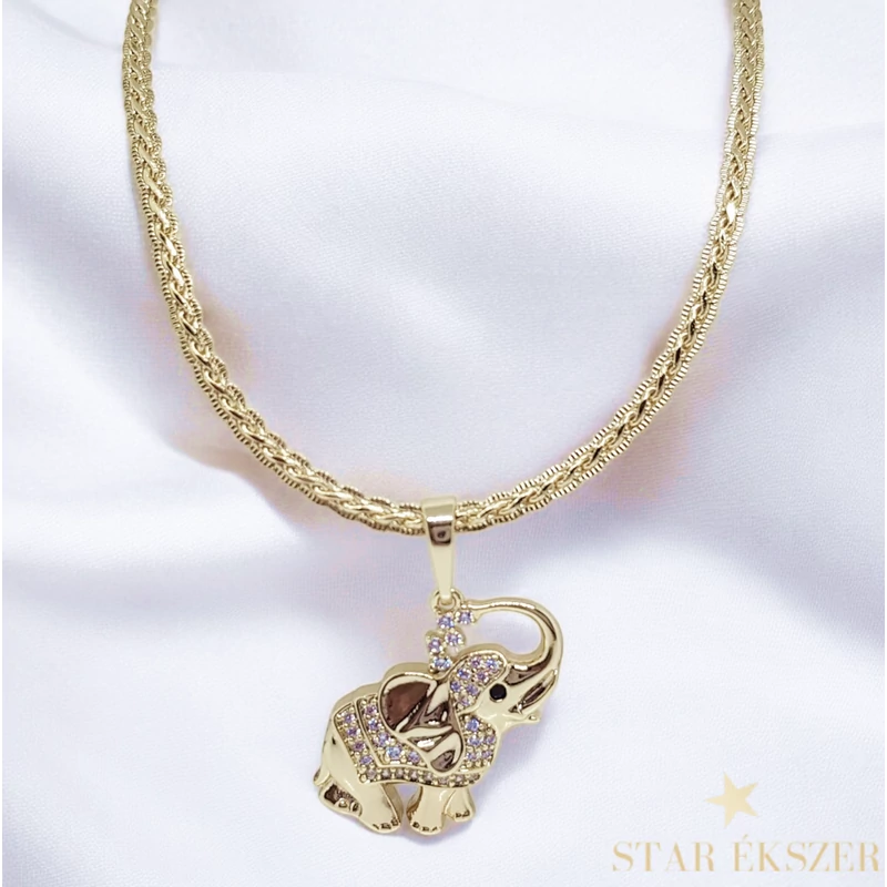 Szerencsehozó elefántos Gold Filled antiallergén nyaklánc 50cm