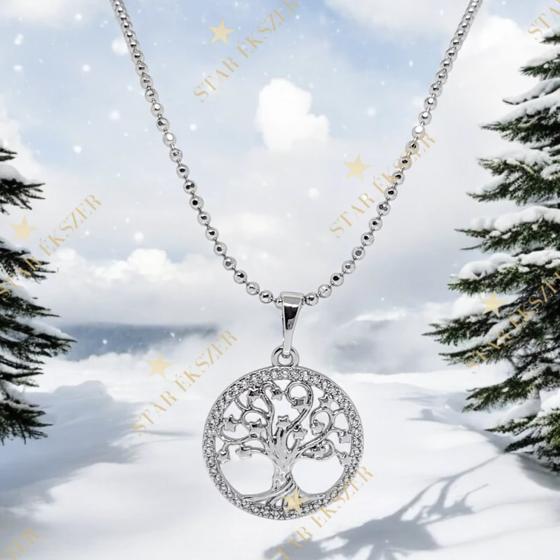 Yonita White Gold Filled antiallergén életfa medálos nyaklánc 50cm