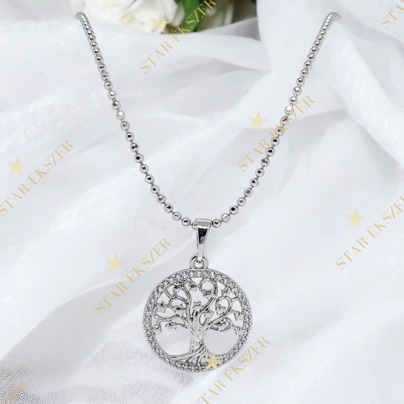 Yonita White Gold Filled antiallergén életfa medálos nyaklánc 50cm