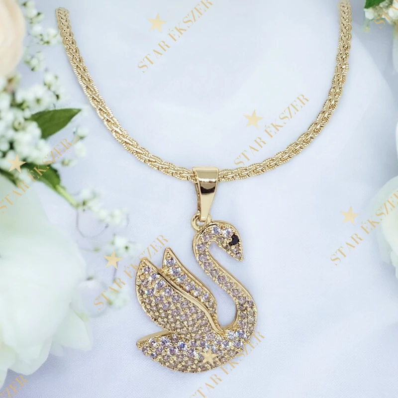 Hattyú medálos 14K Gold Filled antiallergén nyaklánc 55cm