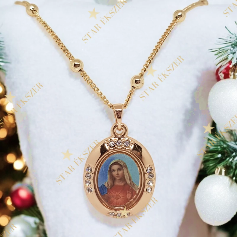 Szűz Mária medálos 18K Gold Filled antiallergén nyaklánc 45cm