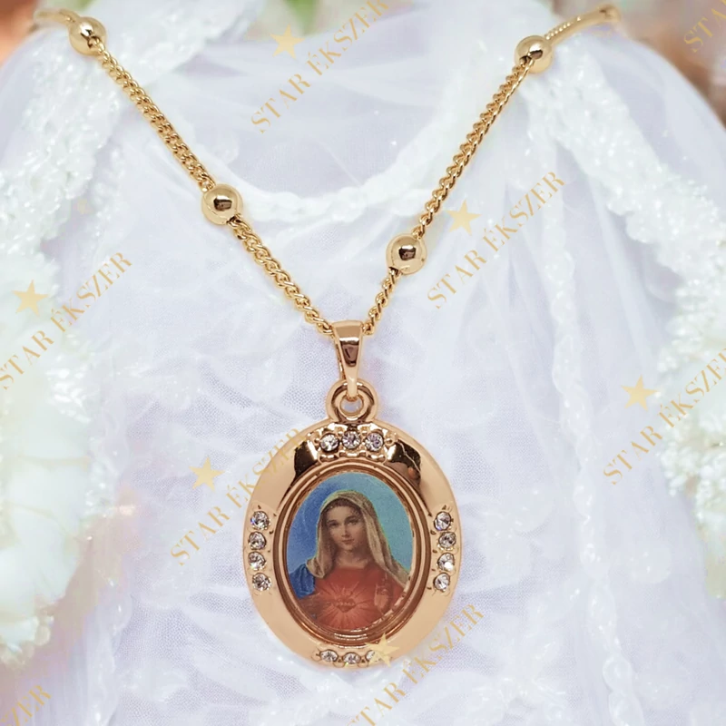 Szűz Mária medálos 18K Gold Filled antiallergén nyaklánc 45cm