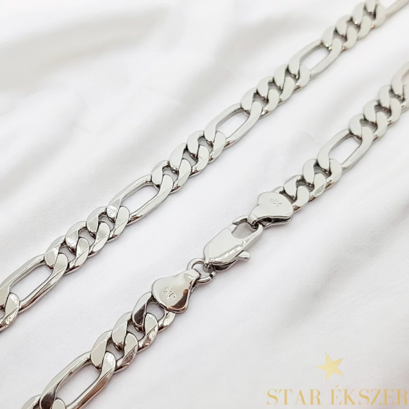 Figaro White Gold Filled antiallergén nyaklánc 50cm/5mm