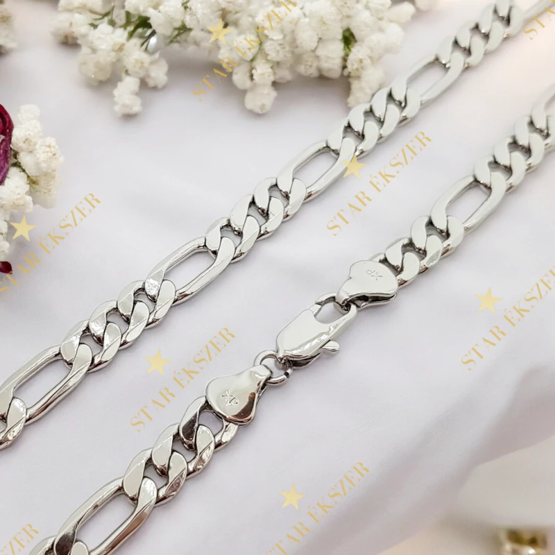 Figaro White Gold Filled antiallergén nyaklánc 50cm/5mm