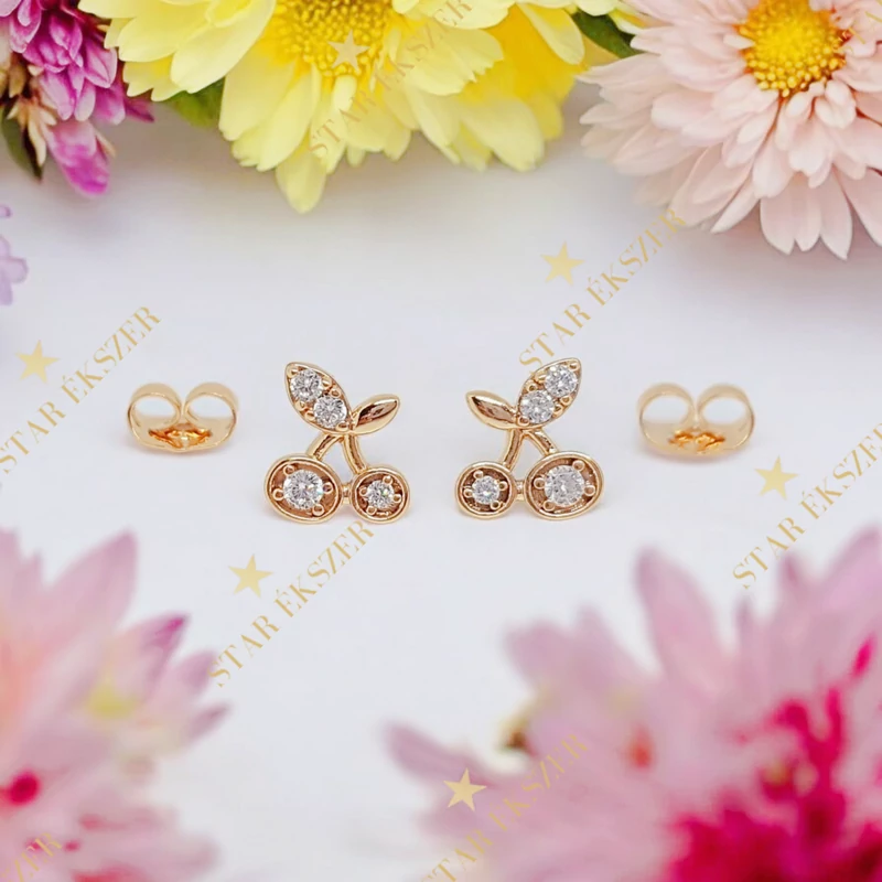 Cseresznye 18K antiallergén fülbevaló