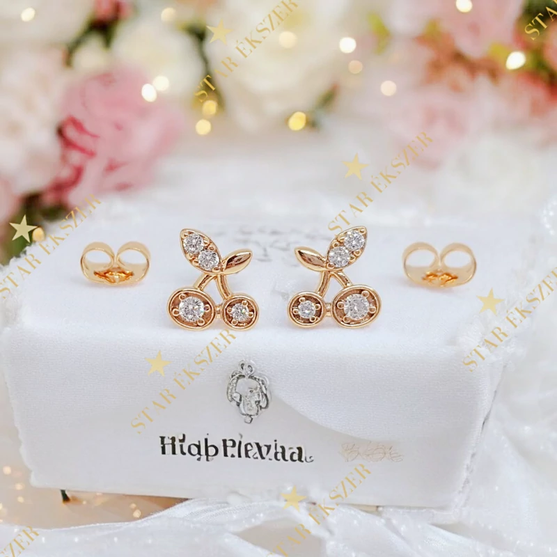 Cseresznye 18K antiallergén fülbevaló