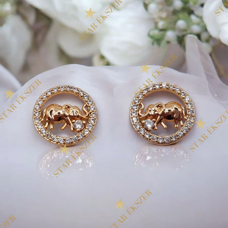 Dumbo 18K antiallergén szerencsehozó elefántos fülbevaló