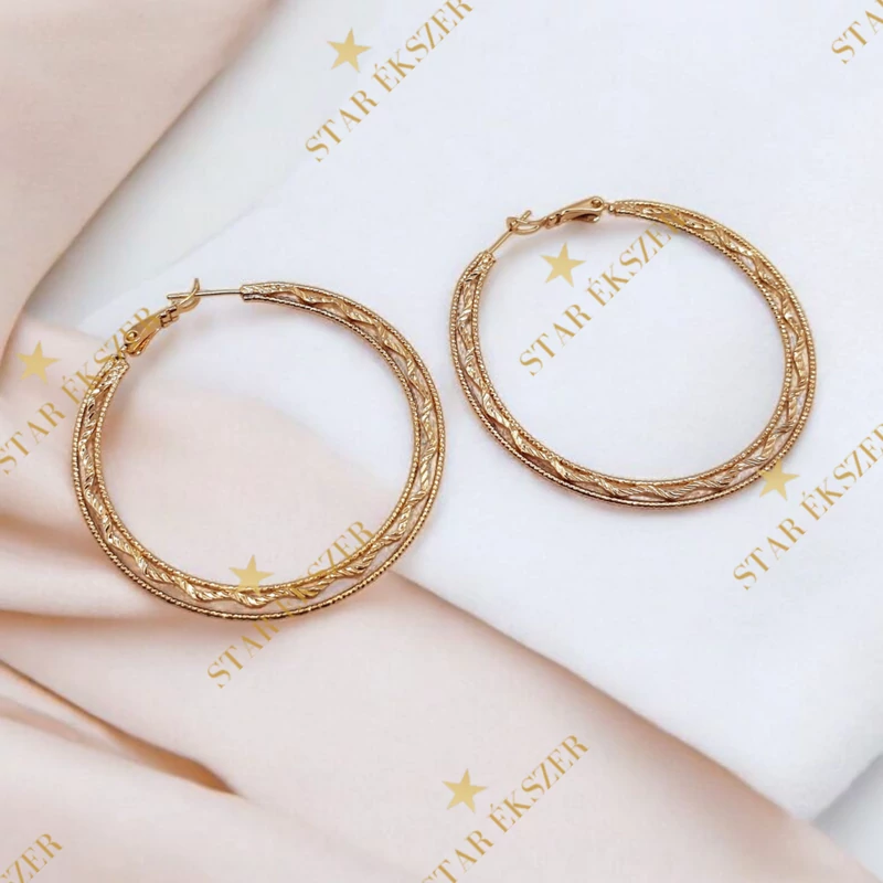 Goorlie 18K antiallergén csavart karika fülbevaló 5cm