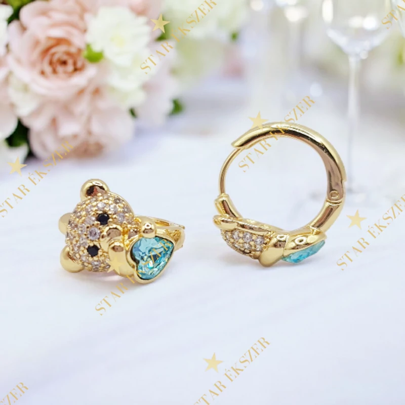 Hanna 14K antiallergén maci fülbevaló kék