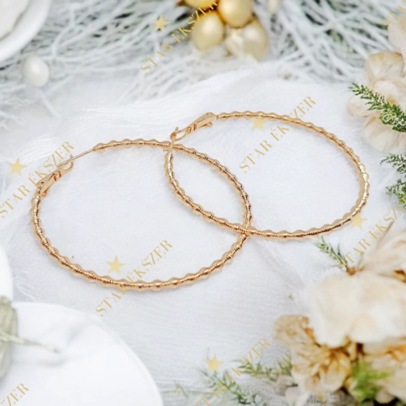 Hillary 18K GF. antiallergén karika fülbevaló 5cm