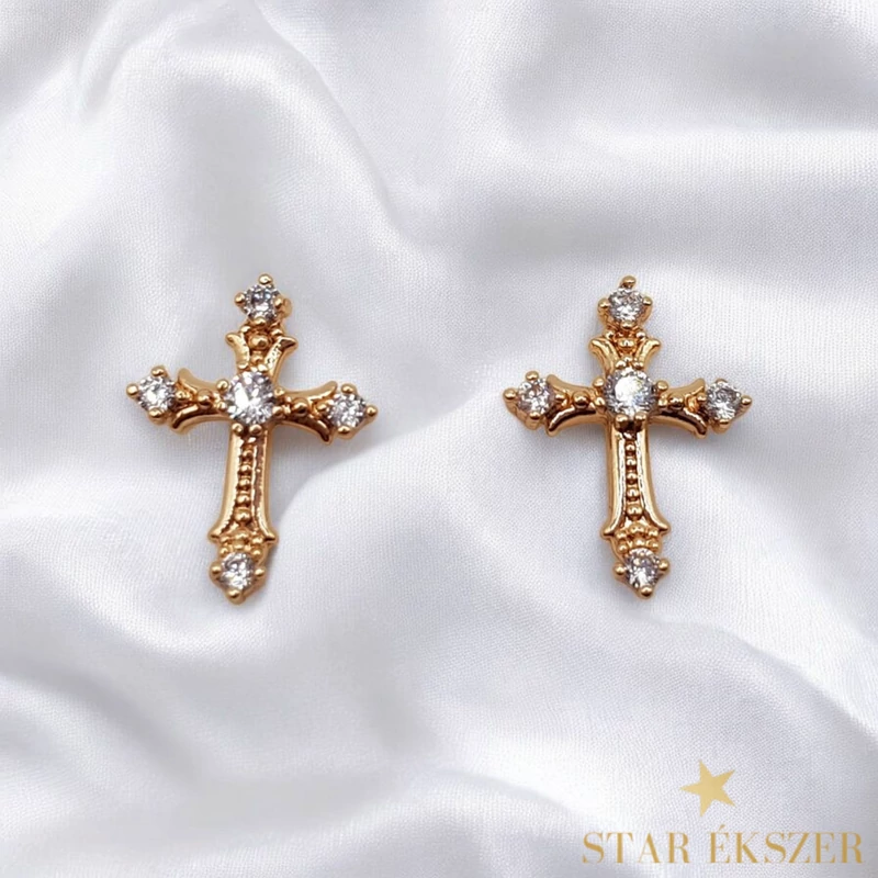 Kisumu 18K antiallergén keresztes fülbevaló