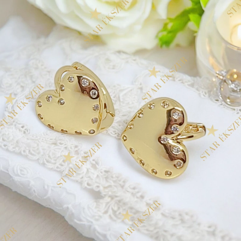 Melodi 14K GF. antiallergén szíves kislány fülbevaló