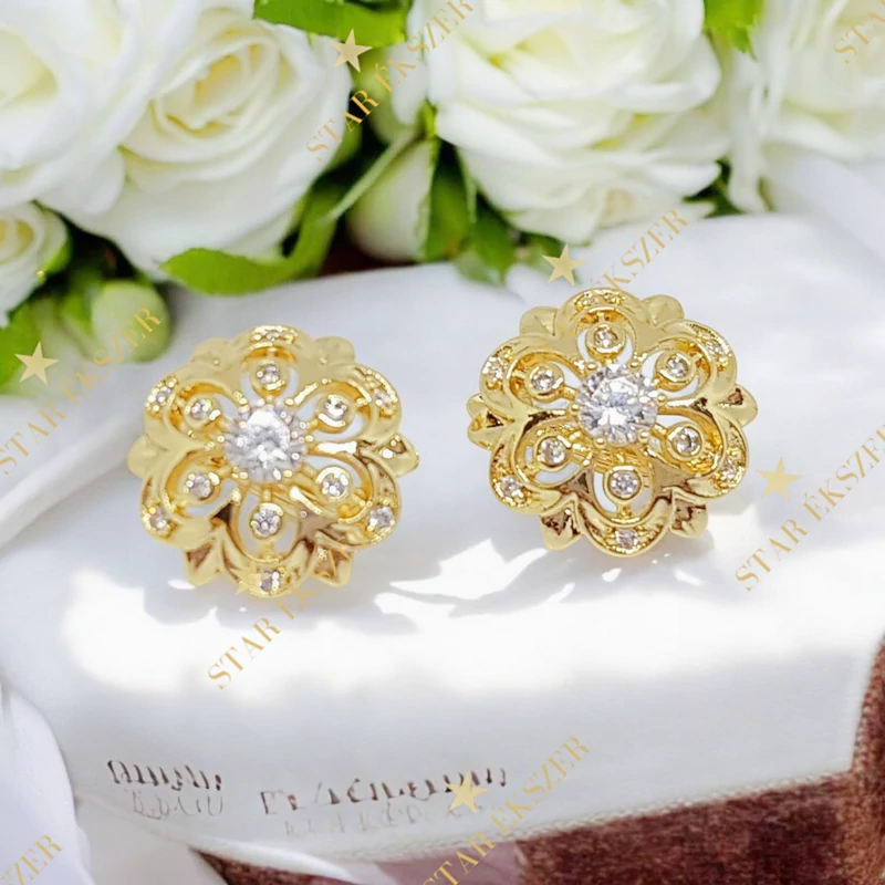 Nela 14K antiallergén virág fülbevaló 