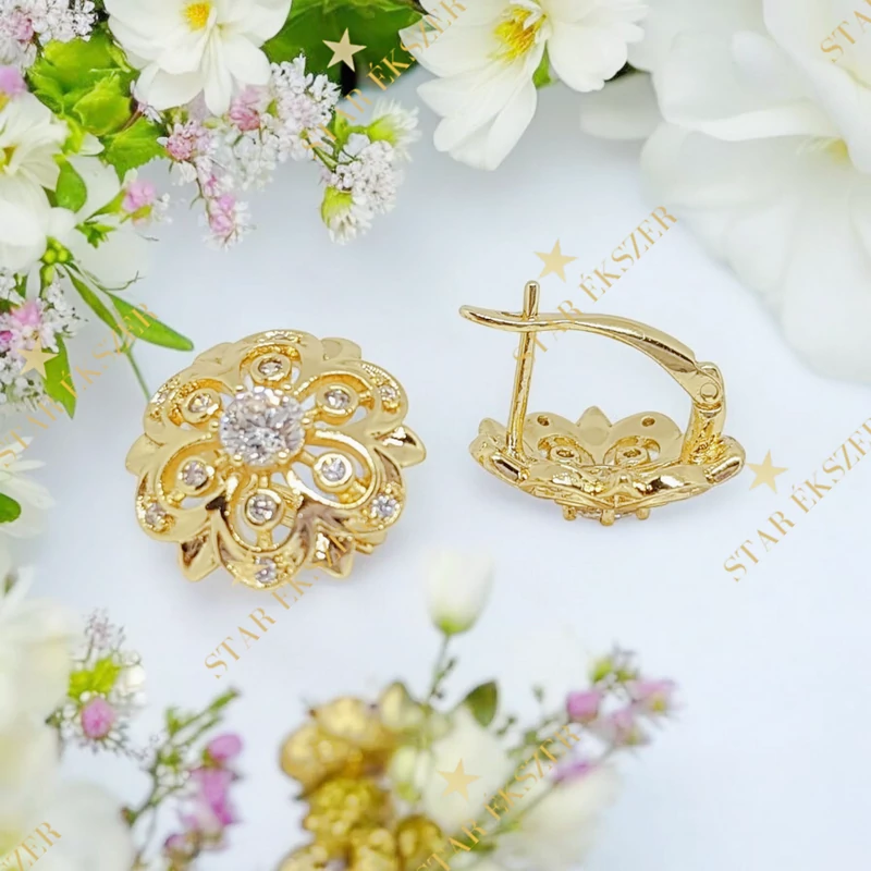 Nela 14K antiallergén virág fülbevaló 