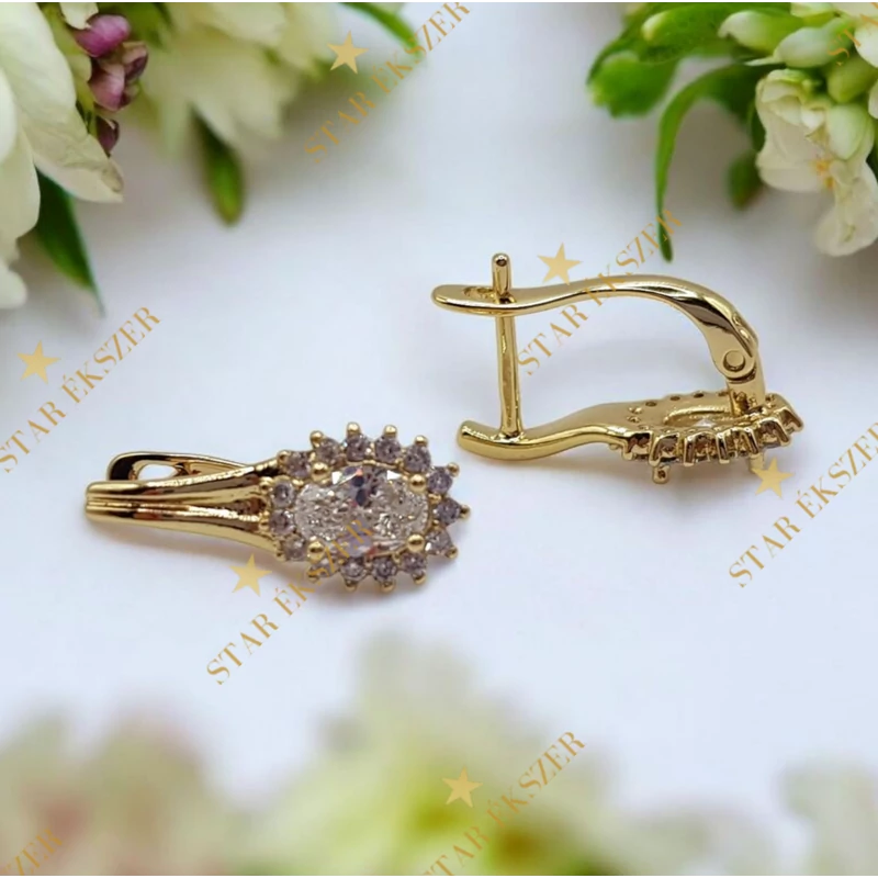 Noosa 14K antiallergén cirkónia köves fülbevaló