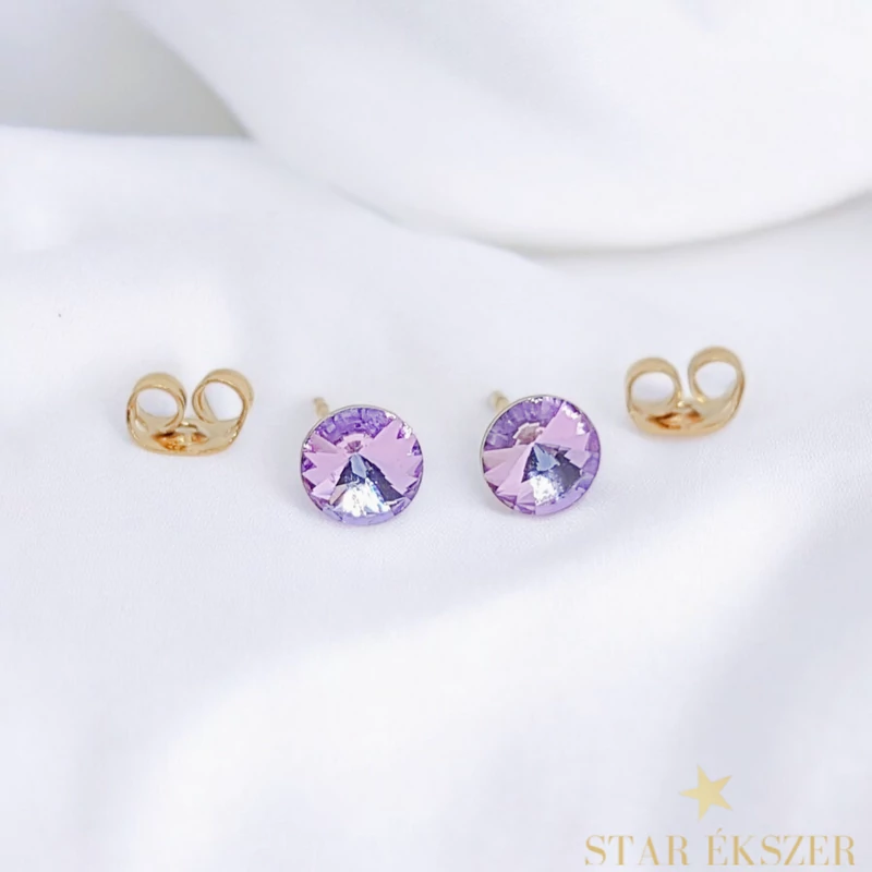 Pont 18K antiallergén fülbevaló lila