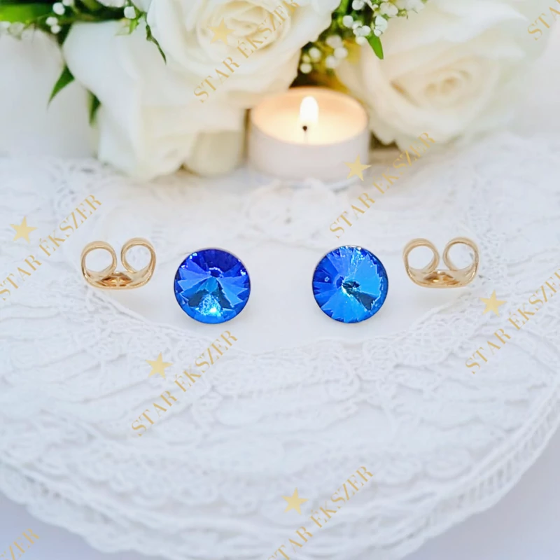 Pont 18K antiallergén fülbevaló kék