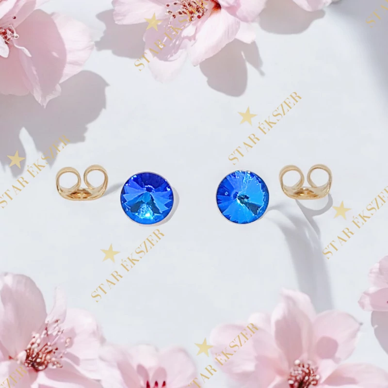 Pont 18K antiallergén fülbevaló kék