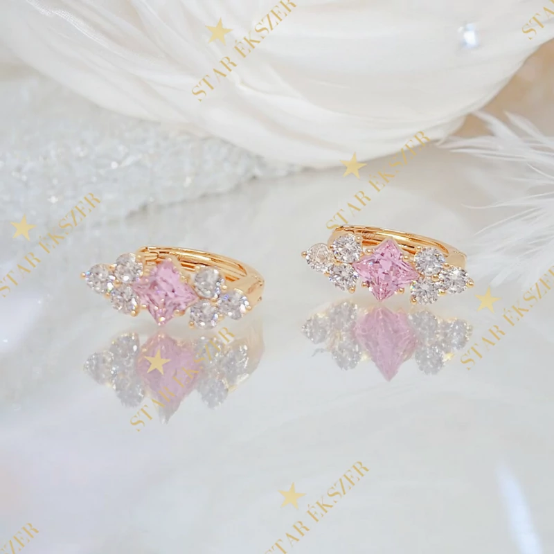Romana 18K antiallergén fülbevaló pink