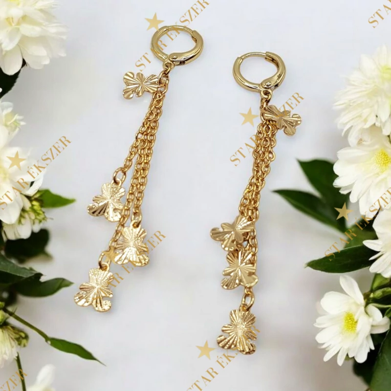 Tennant 14K antiallergén szálas, macis fülbevaló