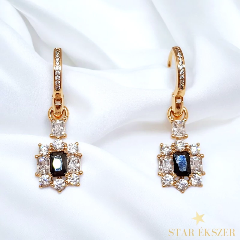 Syros 18K GF. antiallergén fülbevaló fekete