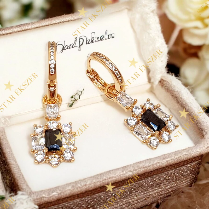 Syros 18K GF. antiallergén fülbevaló fekete