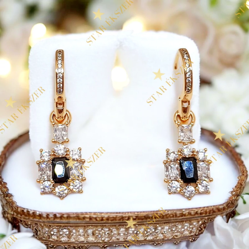 Syros 18K GF. antiallergén fülbevaló fekete