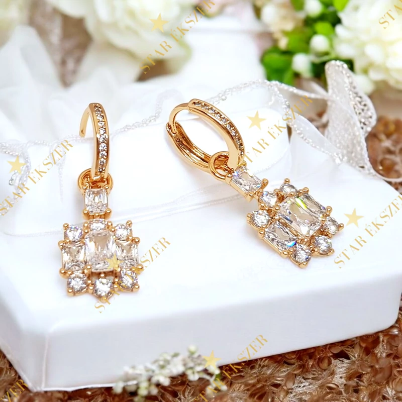 Syros 18K GF. antiallergén fülbevaló fehér