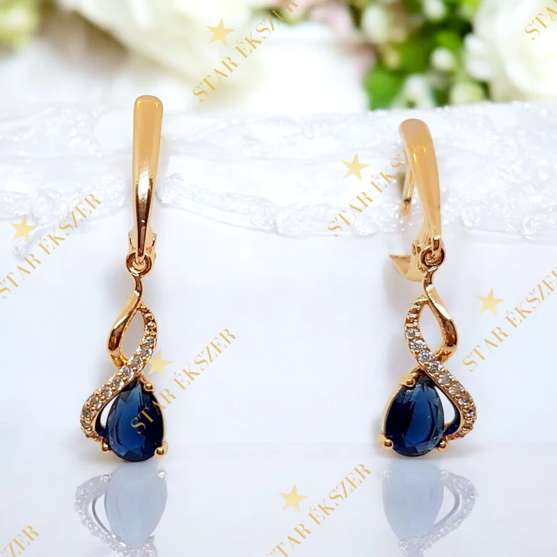 Braga 18K GF. antiallergén köves fülbevaló kék